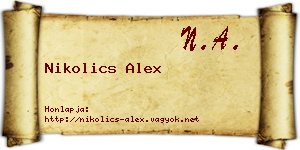 Nikolics Alex névjegykártya